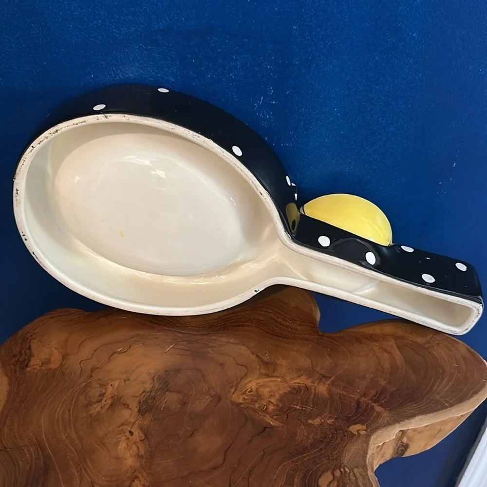 Ceramic Whimsical Yellow & Black Tennis Racket and Ball Chip & Dip Platter